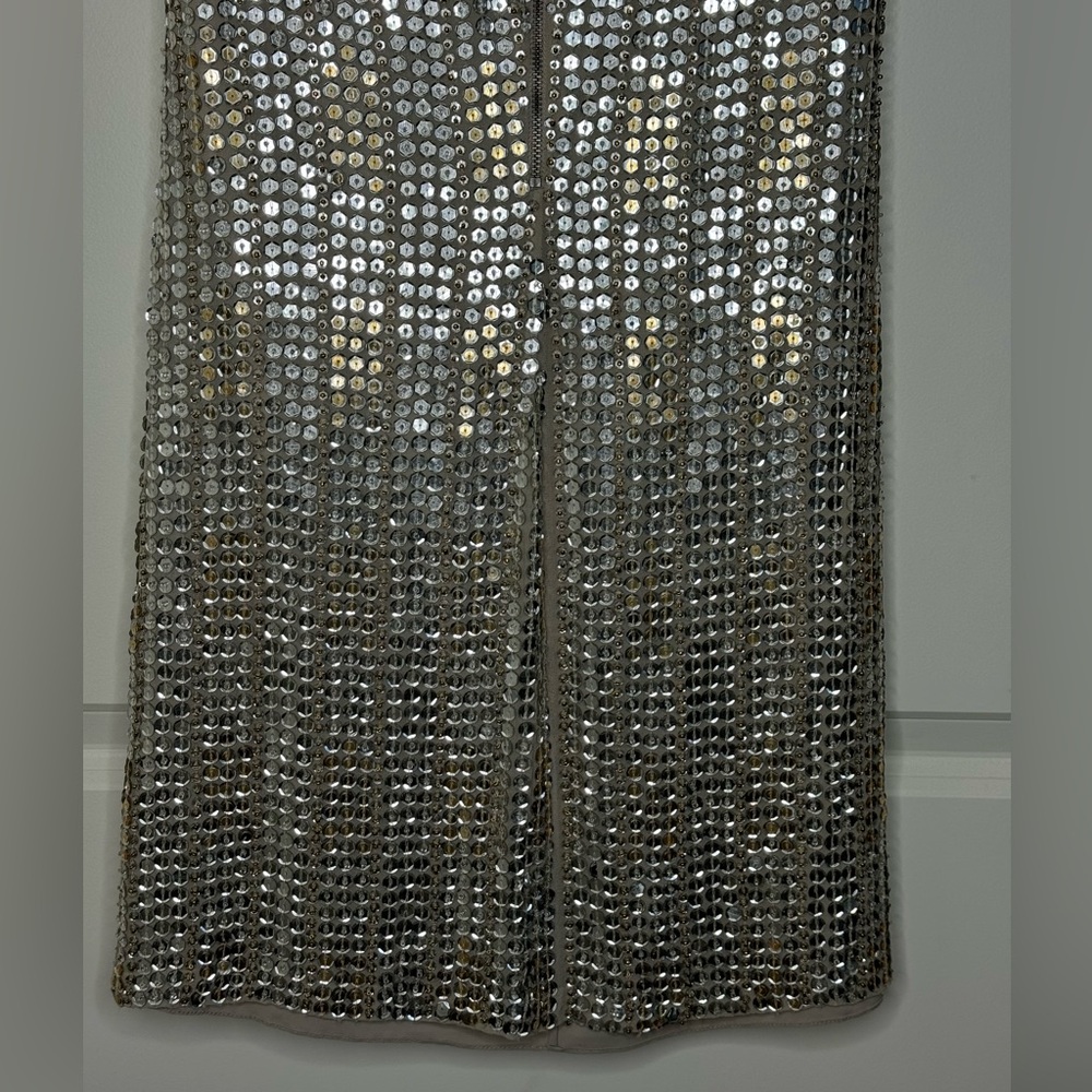 Alice + Olivia Silver Sequin Dress sz 4 - Picture 3 of 6